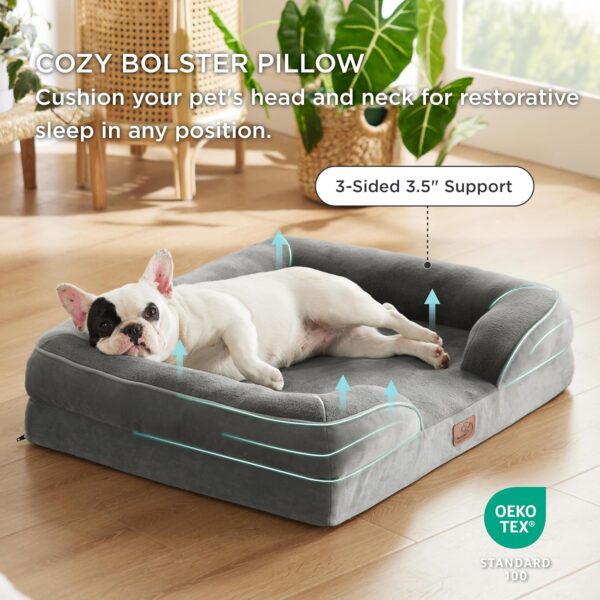 Bedsure Cama ortopédica para cães médios – Sofá-cama impermeável média, espuma de suporte para animais de estimação com capa lavável removível, forro impermeável e parte inferior antiderrapante,  Pet Shop - Image 3